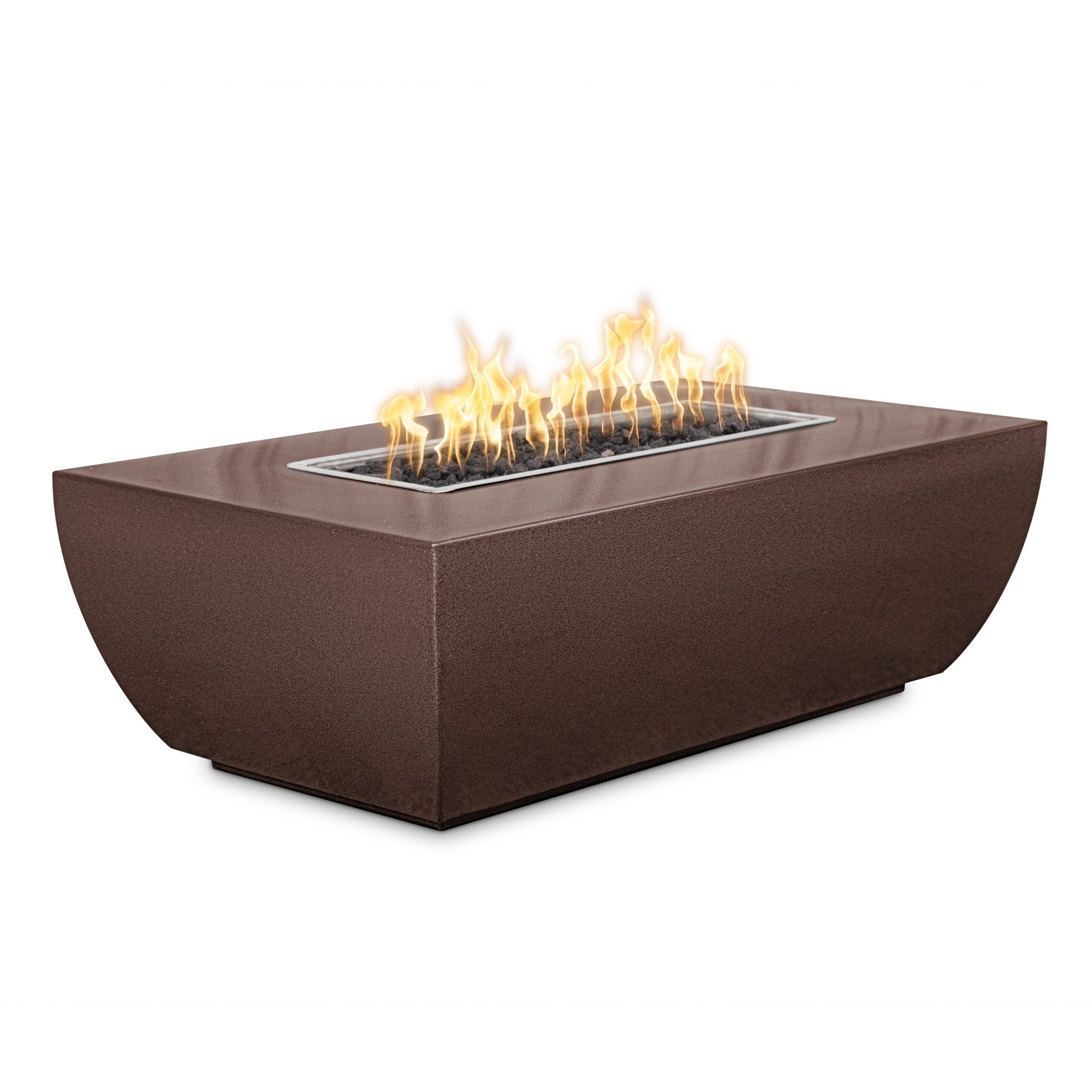 The Outdoor Plus Avalon Tall Fire Pit 48" Rectangular Powder Coated Metal Match Lit with Flame Sense OPT-AVLPC4815FSML