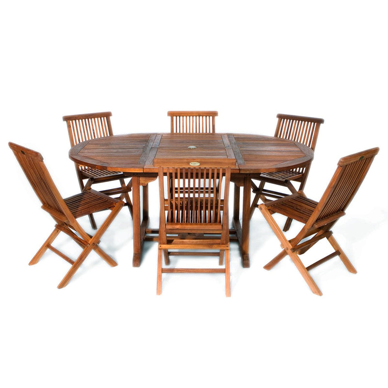 All Things Cedar 7-Piece Oval Extension Table Folding Chair Set TE70-22