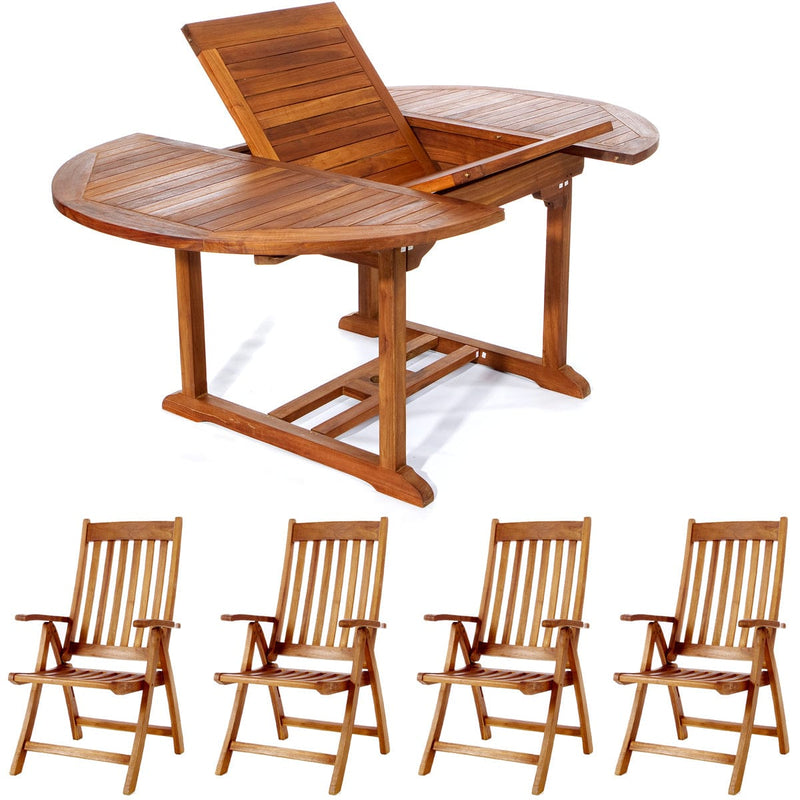 All Things Cedar 5-Piece Oval Extension Table Folding Arm Set TE70-44