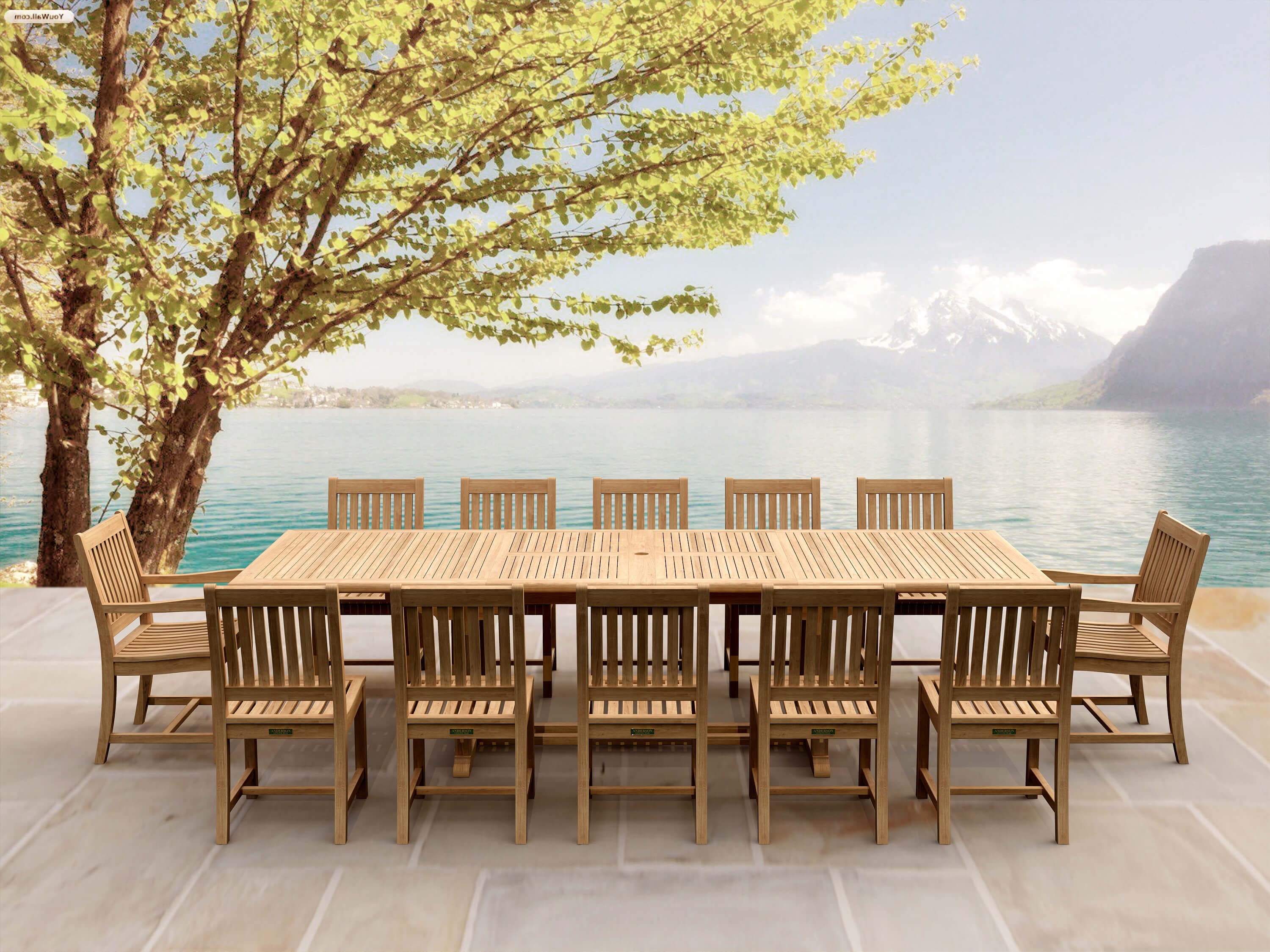 All Things Cedar 9-Piece Twin Butterfly Leaf Teak Extension Table Folding Chair Set