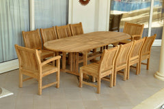 Anderson Teak Sahara Dining Side Chair 11-Pieces Oval Dining Set Set-78