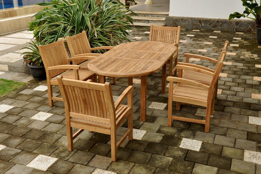 Anderson Teak Bahama Sahara 7-Pieces 78" Oval Dining Set Set-83