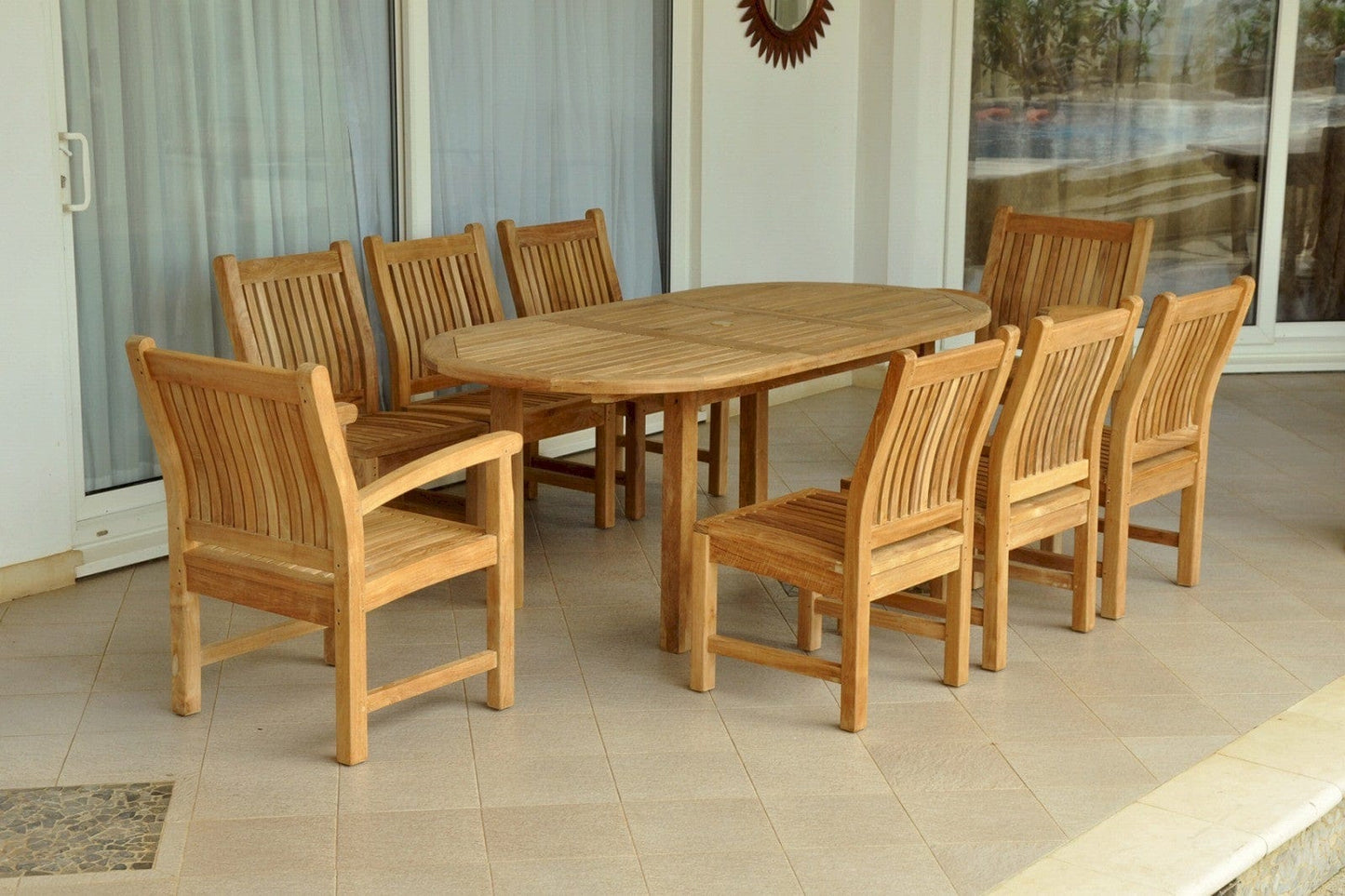 Anderson Teak Bahama Sahara 9-Pieces 78" Oval Dining Set Set-84