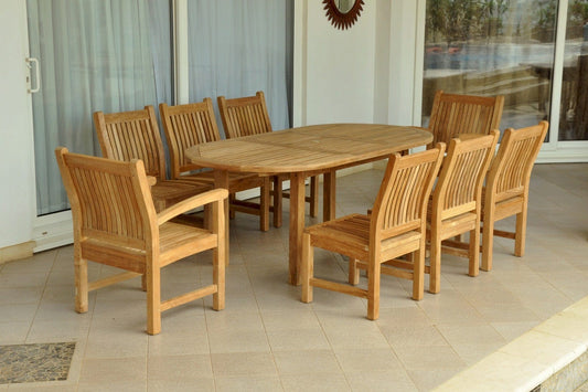 Anderson Teak Bahama Sahara 9-Pieces 78" Oval Dining Set Set-84